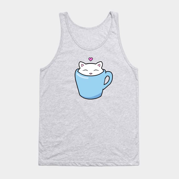 Cute cat in a blue cup Tank Top by Purrfect